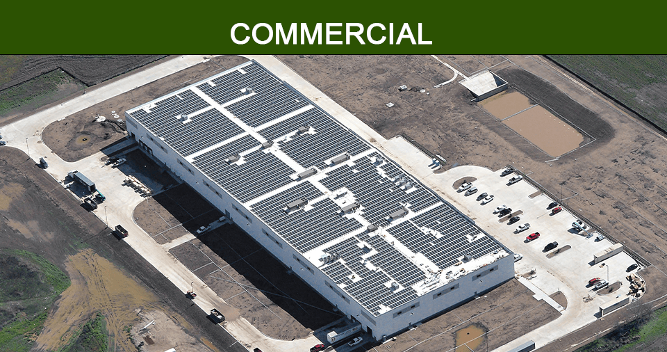Large commercial rooftop solar installation in Texas.